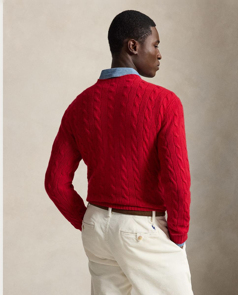 Jersey de hombre de lana y cachemira Fawn Gris Jaspeado - Polo Ralph Lauren - Rojo Rojo-3