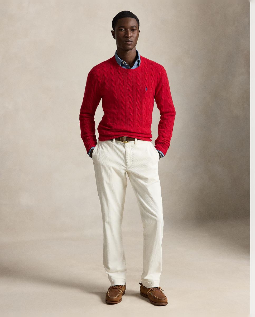 Jersey de hombre de lana y cachemira Fawn Gris Jaspeado - Polo Ralph Lauren - Rojo Rojo-6