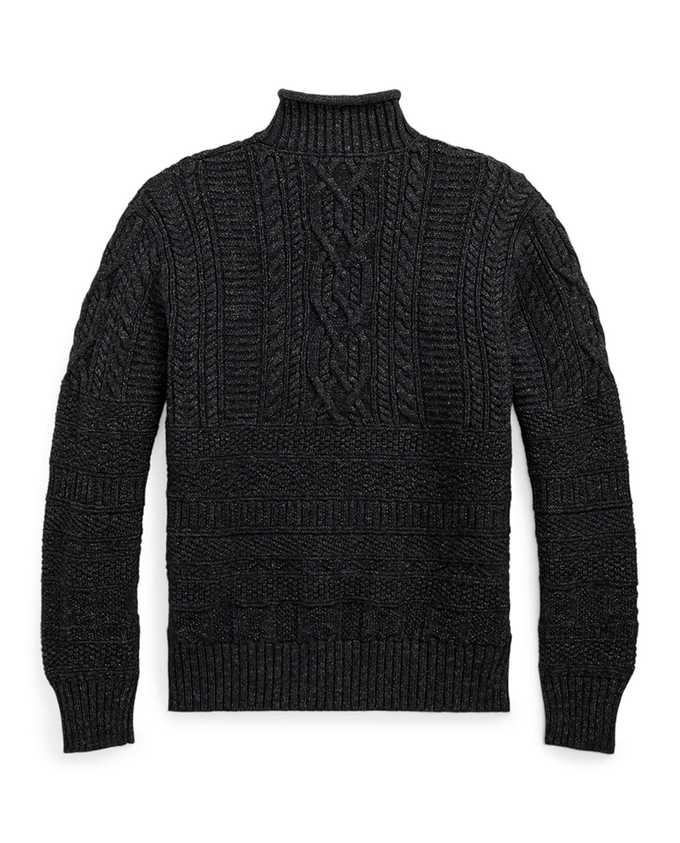 Camisola de Malha em Mistura de Algodão e Lã Double RL Preto-2
