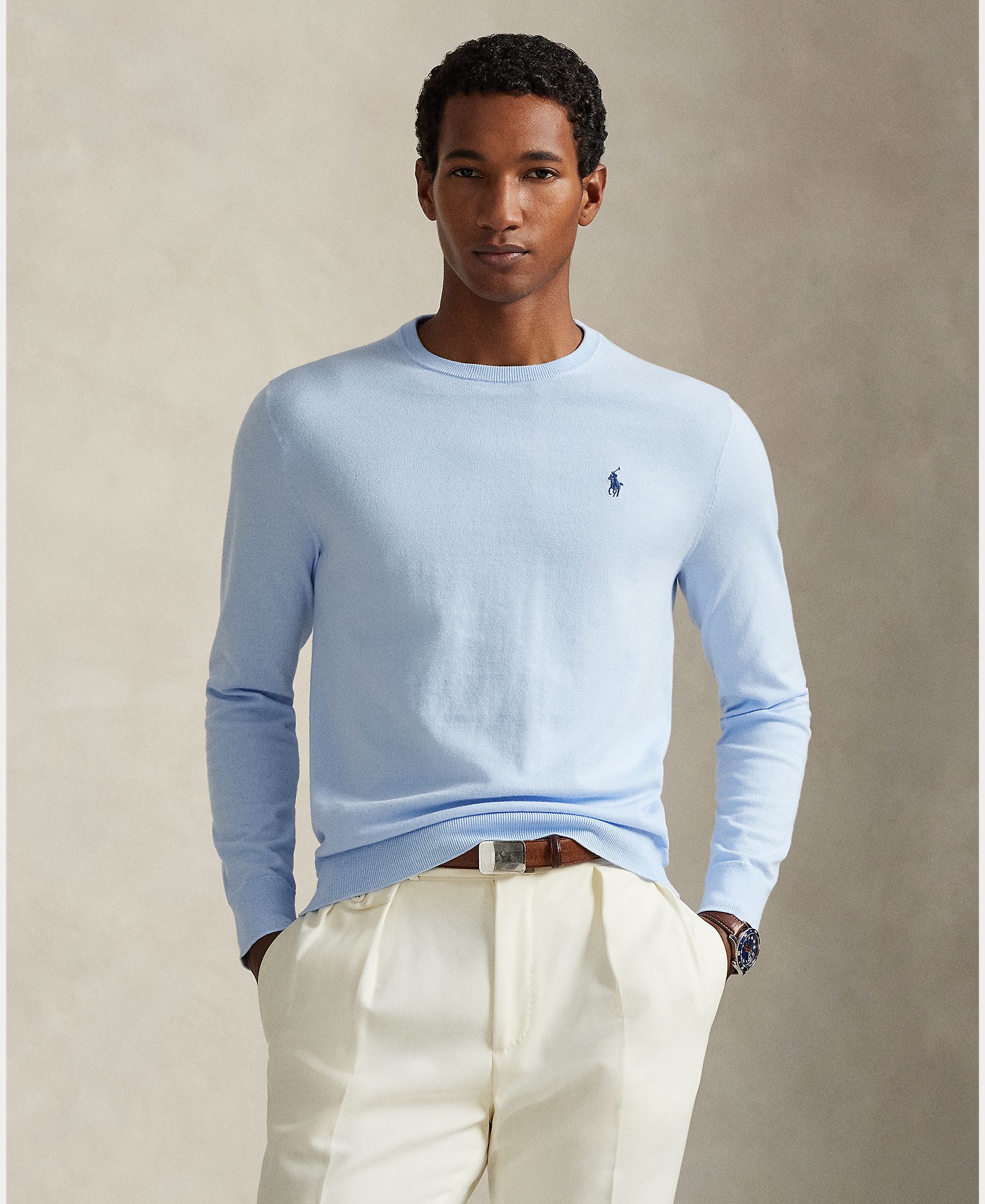 Imagem 0 de Camisola de Malha Slim Fit de Algodão com Textura