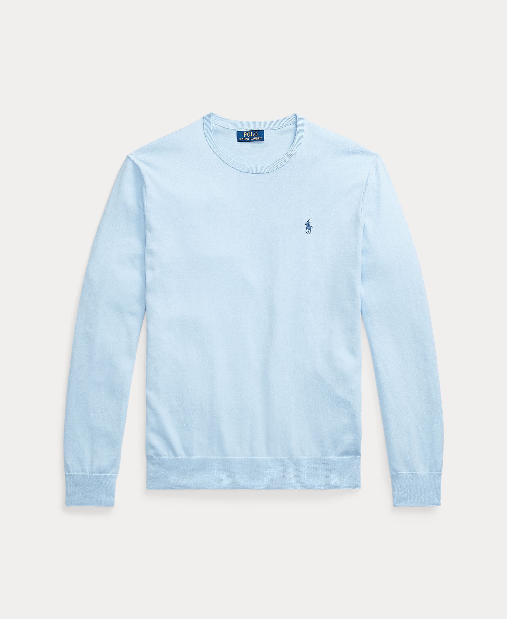 Camisola de Malha Slim Fit de Algodão Azul-claro-6