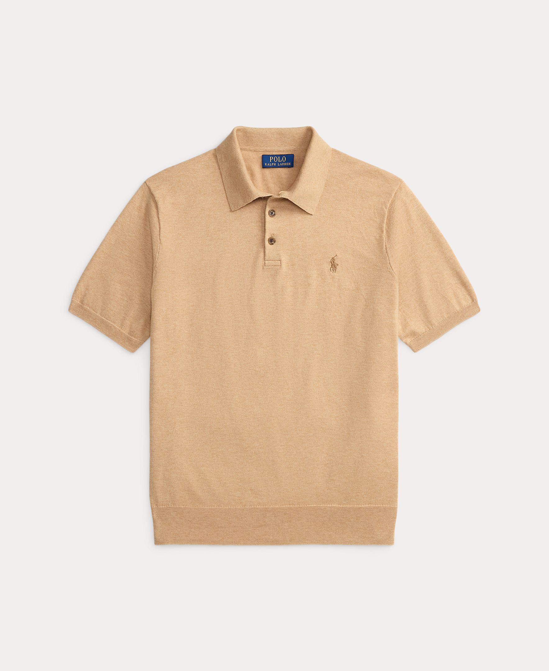 Camisola de Malha de Algodão com Colarinho de Polo Castanho-5