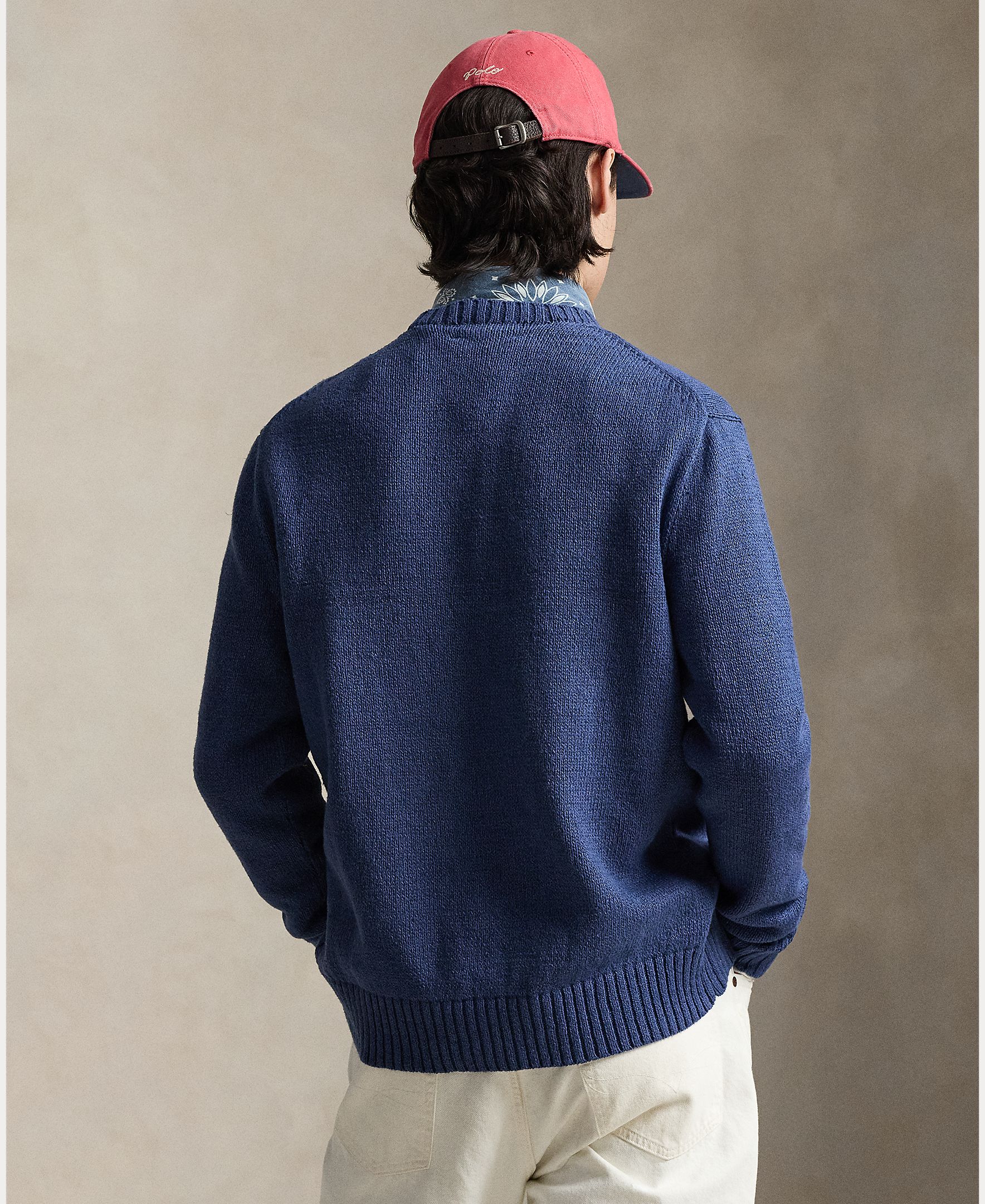 Camisola de Malha com Polo Bear e em Algodão Azul-índigo-3