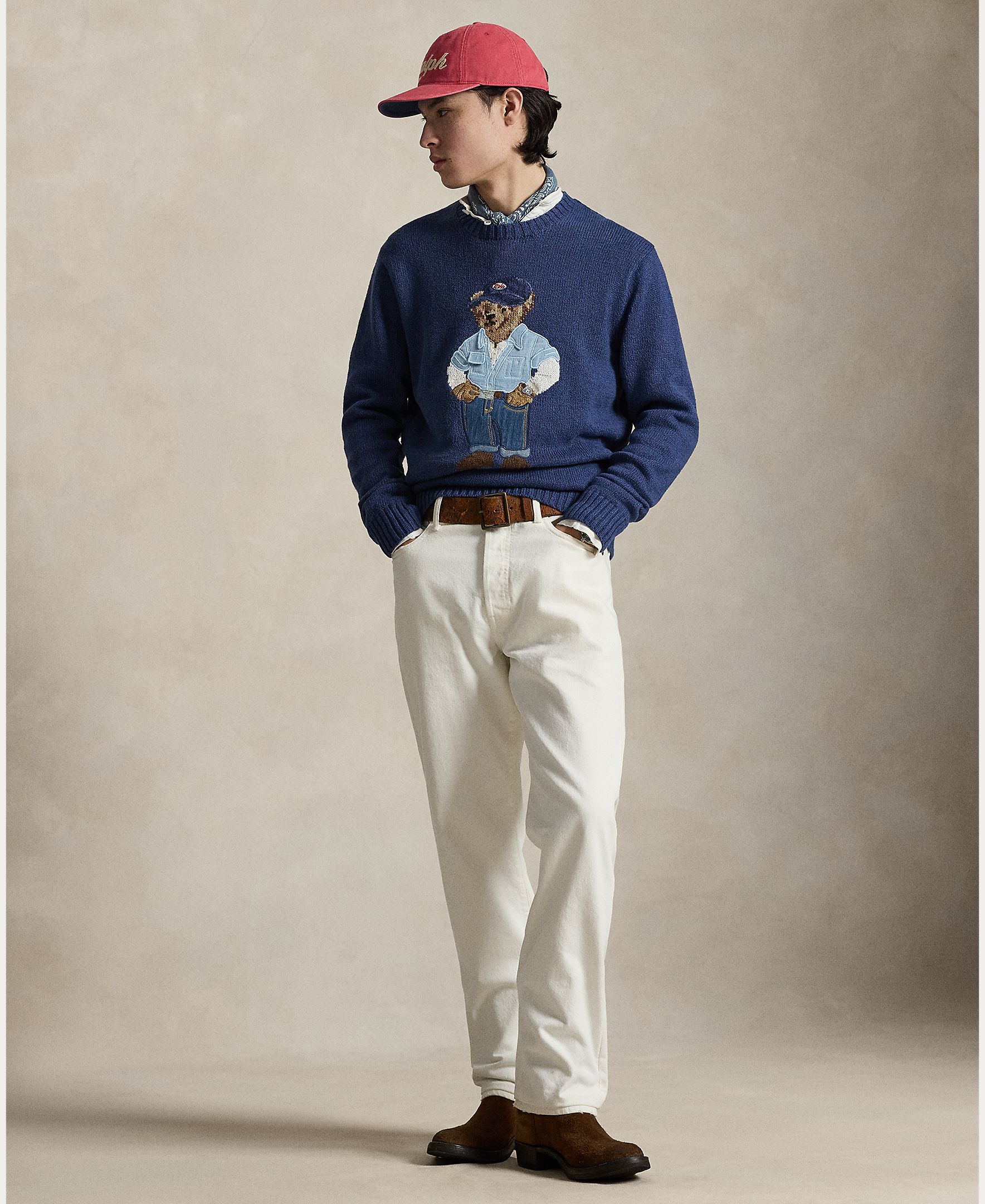 Camisola de Malha com Polo Bear e em Algodão Azul-índigo-6
