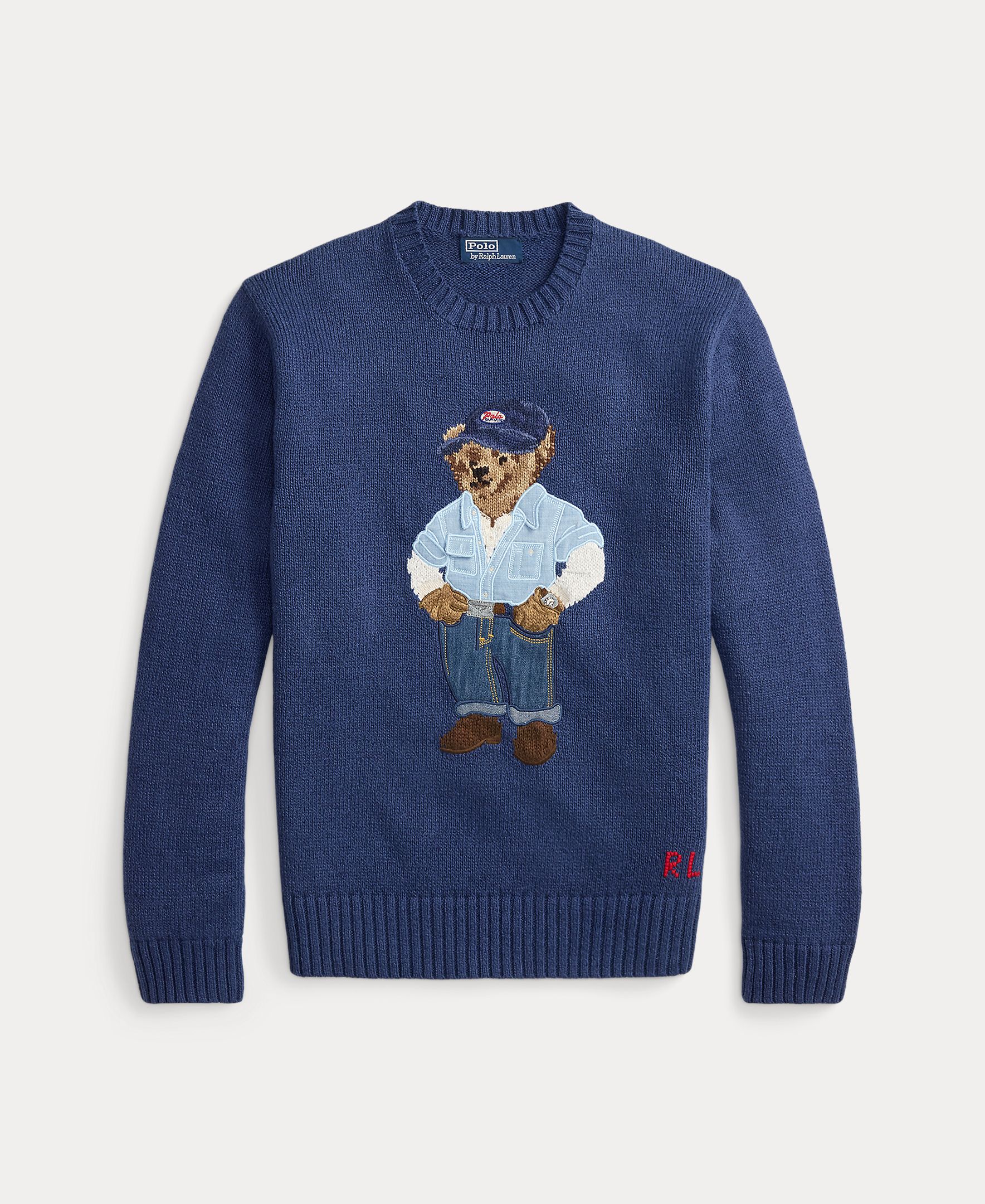 Camisola de Malha com Polo Bear e em Algodão Azul-índigo-5