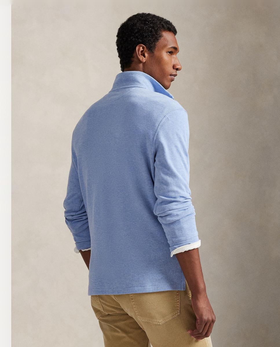 Camiseta de hombre Barclay Jaspeado con cremallera corta - Polo Ralph Lauren - Azul claro Azul claro-3