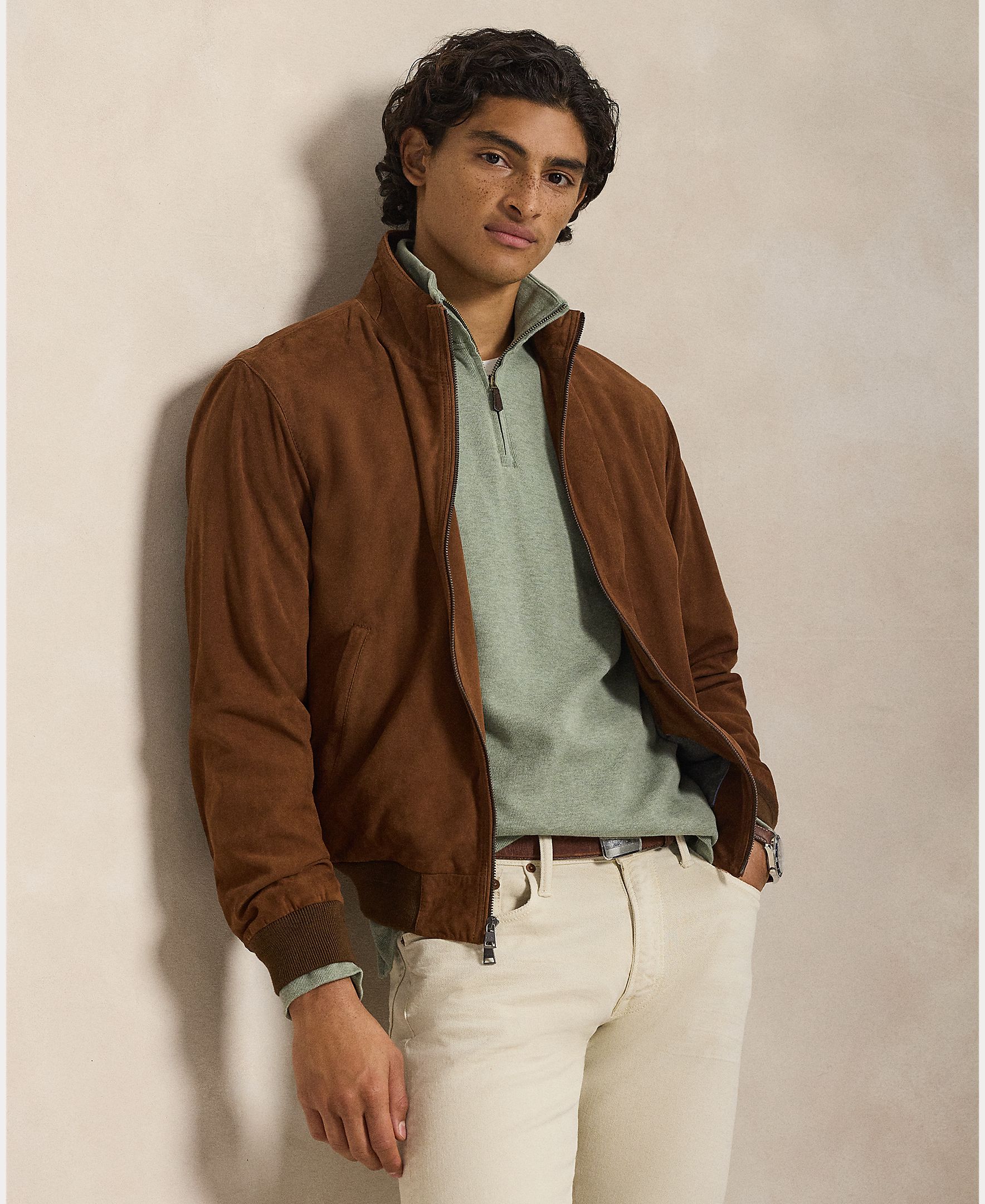 Camisola de Malha de Algodão com Meio Fecho de Correr Erva-5