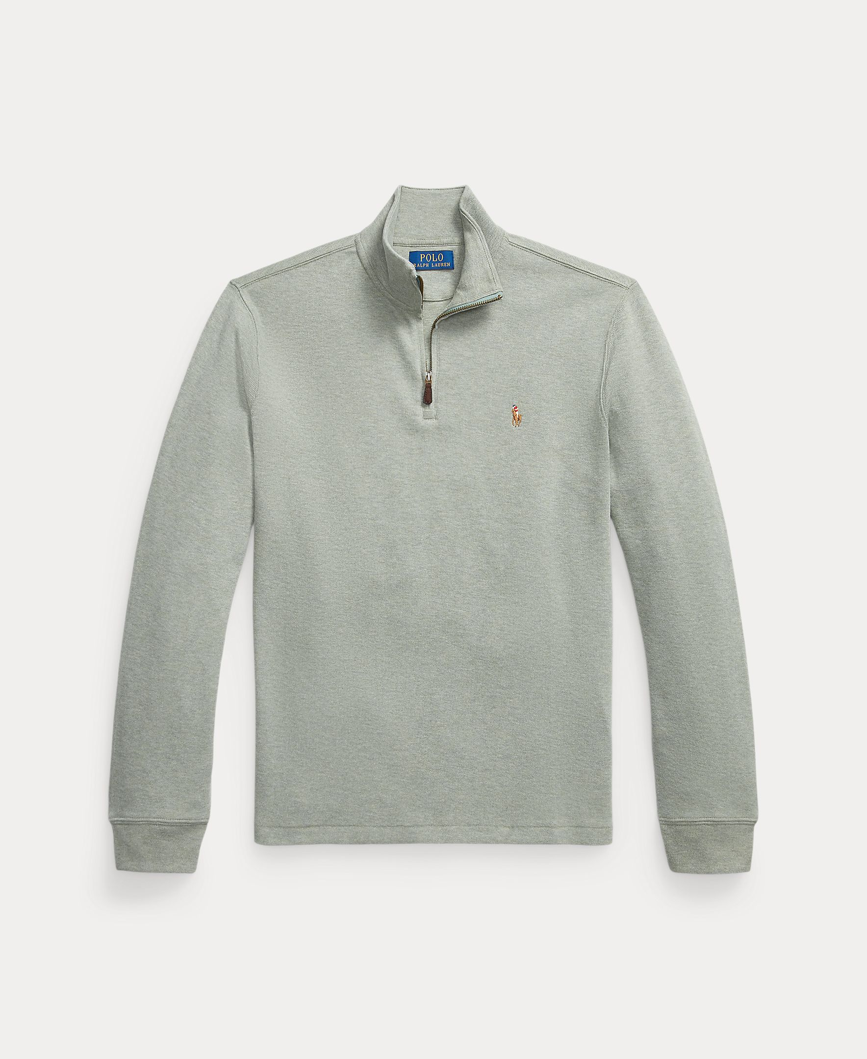 Camisola de Malha de Algodão com Meio Fecho de Correr Erva-6