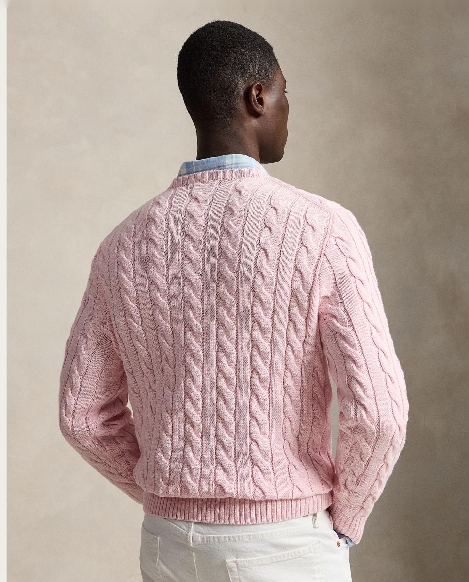 Jersey de hombre en punto de ochos Azul Jacinto Jaspeado - Polo Ralph Lauren - Rosa claro Rosa claro-4