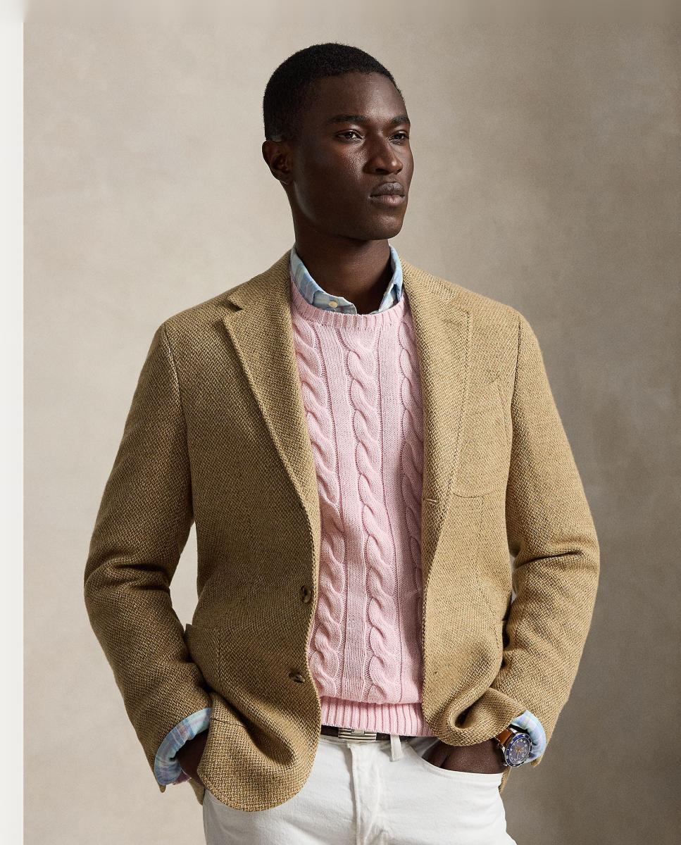 Jersey de hombre en punto de ochos Azul Jacinto Jaspeado - Polo Ralph Lauren - Rosa claro Rosa claro-6