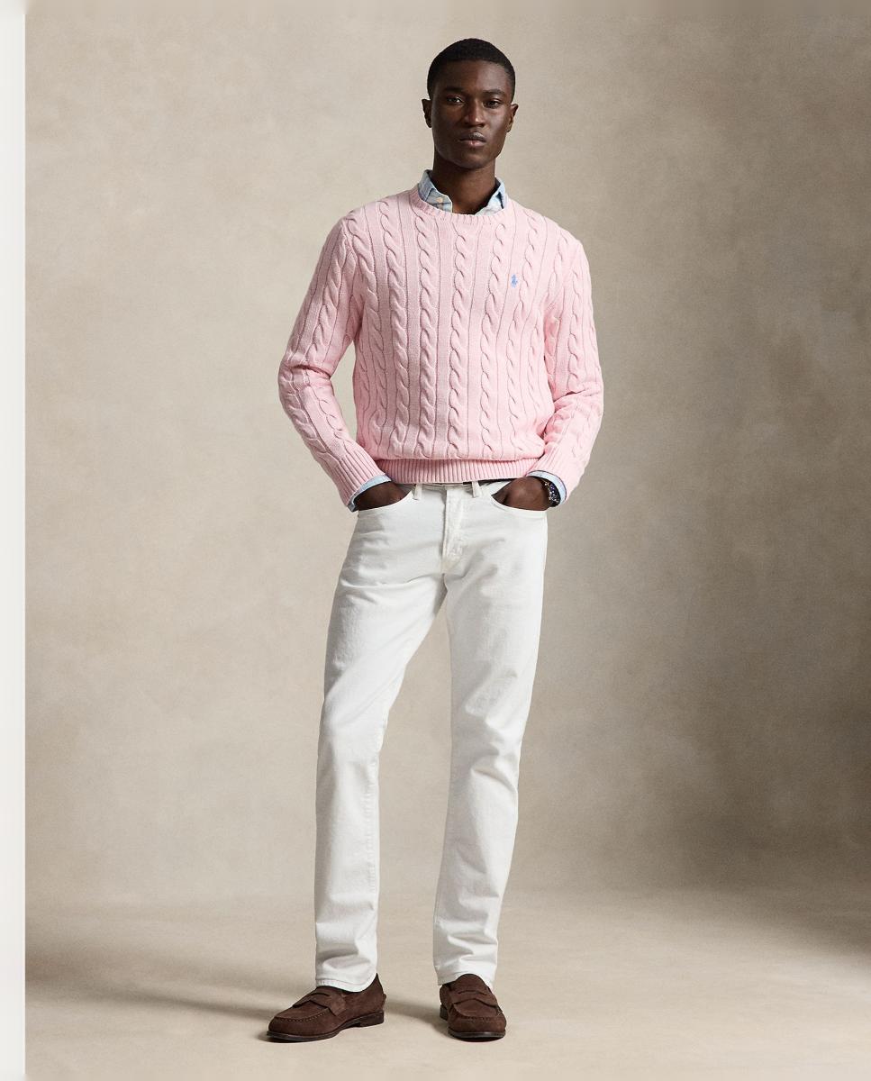 Jersey de hombre en punto de ochos Azul Jacinto Jaspeado - Polo Ralph Lauren - Rosa claro Rosa claro-8