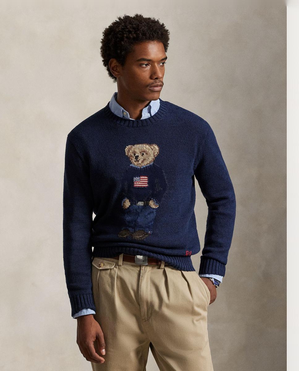 Polo Ralph Lauren - Jersey de hombre de algodón y lino con Polo Bear.