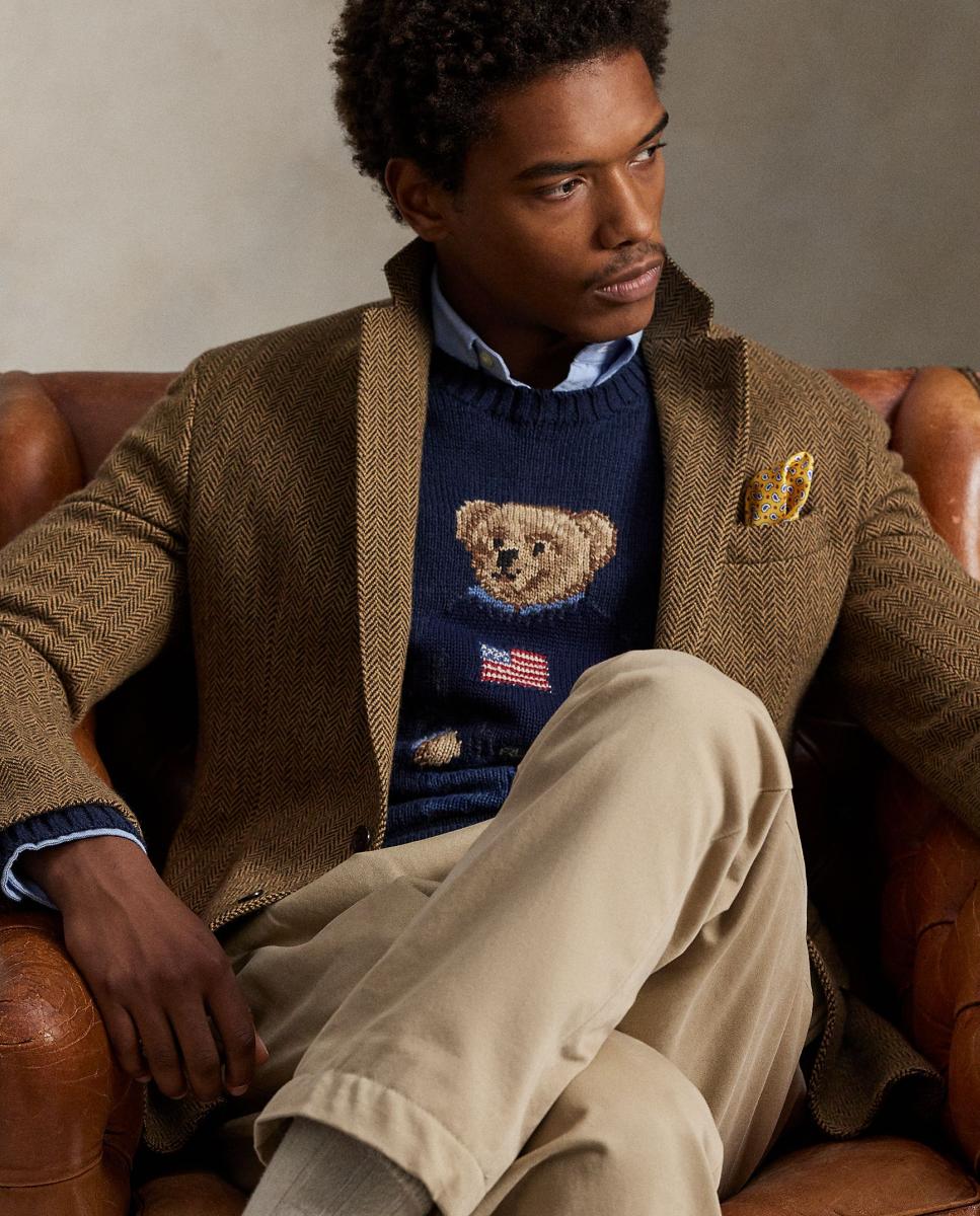 Camisola de Malha com Polo Bear em Algodão e Linho Azul-marinho-5