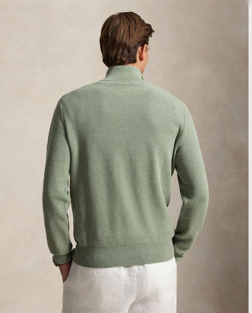 Camisola de Malha com Meio Fecho de Correr Verde-claro-3