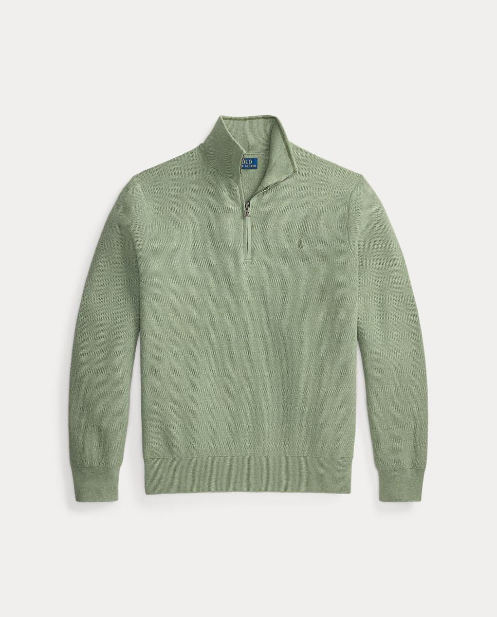 Camisola de Malha com Meio Fecho de Correr Verde-claro-5