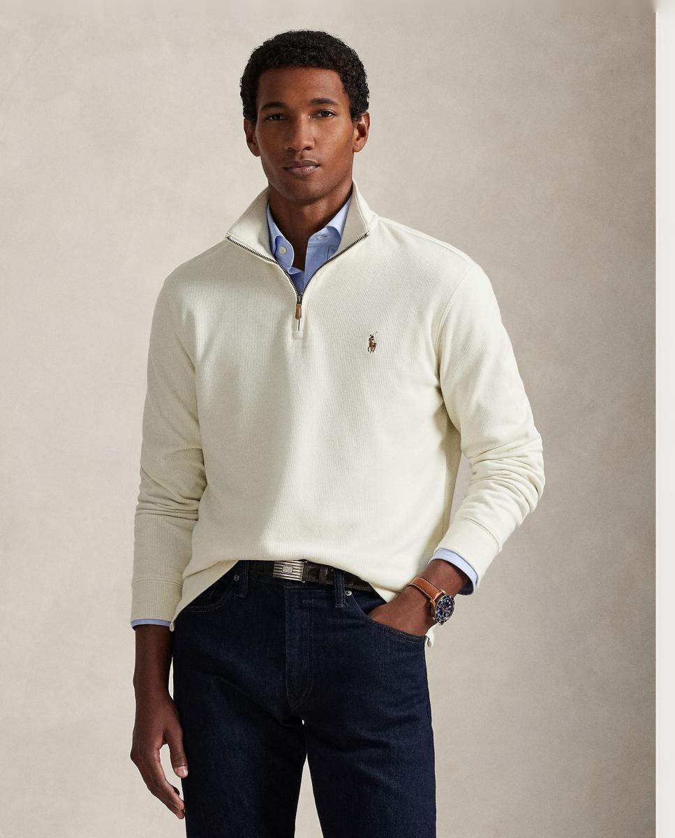 Camiseta de hombre Barclay Jaspeado con cremallera corta - Polo Ralph Lauren - Crema Crema-1