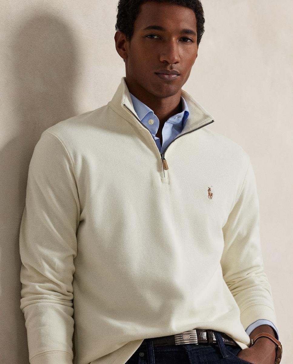 Camiseta de hombre Barclay Jaspeado con cremallera corta - Polo Ralph Lauren - Crema Crema-4