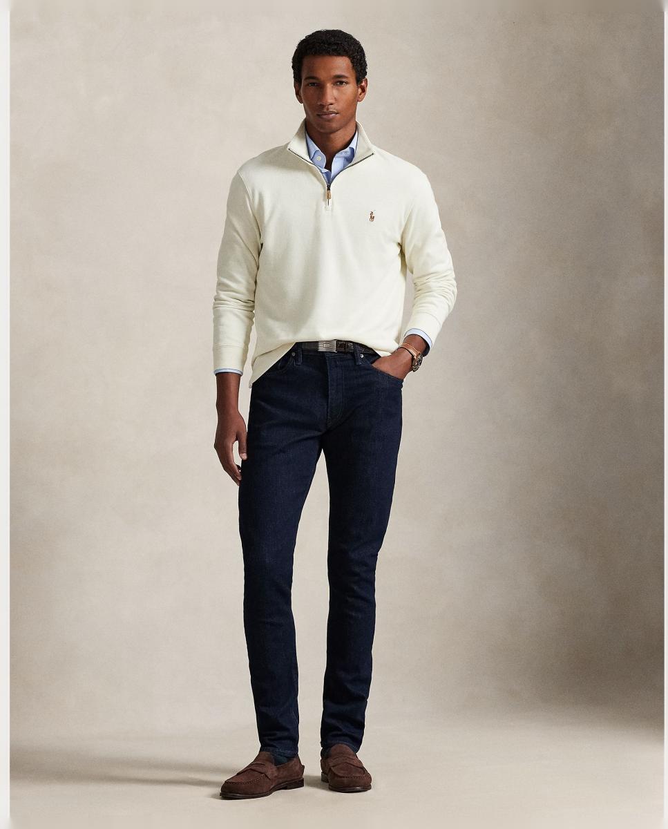 Camiseta de hombre Barclay Jaspeado con cremallera corta - Polo Ralph Lauren - Crema Crema-7