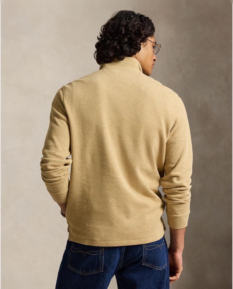 Camiseta de hombre Barclay Jaspeado con cremallera corta - Polo Ralph Lauren - Hierba Caramelo-3