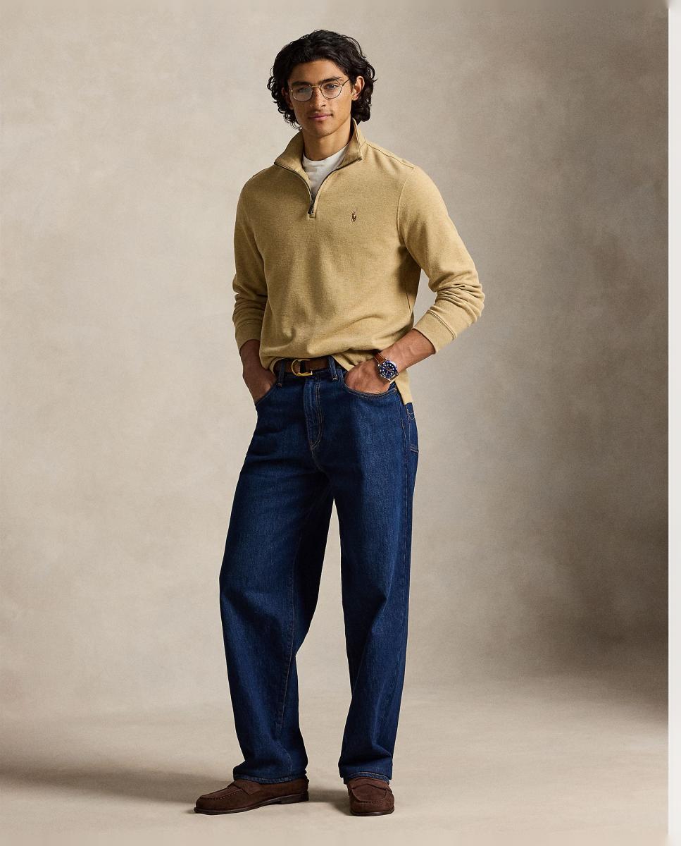 Camiseta de hombre Barclay Jaspeado con cremallera corta - Polo Ralph Lauren - Hierba Caramelo-7