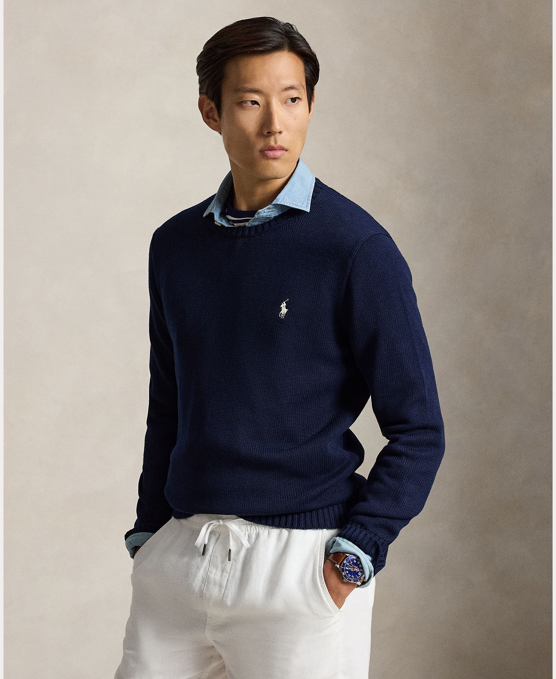 Jersey de hombre de algodón con cuello redondo - Polo Ralph Lauren - Azul marino Azul marino-1