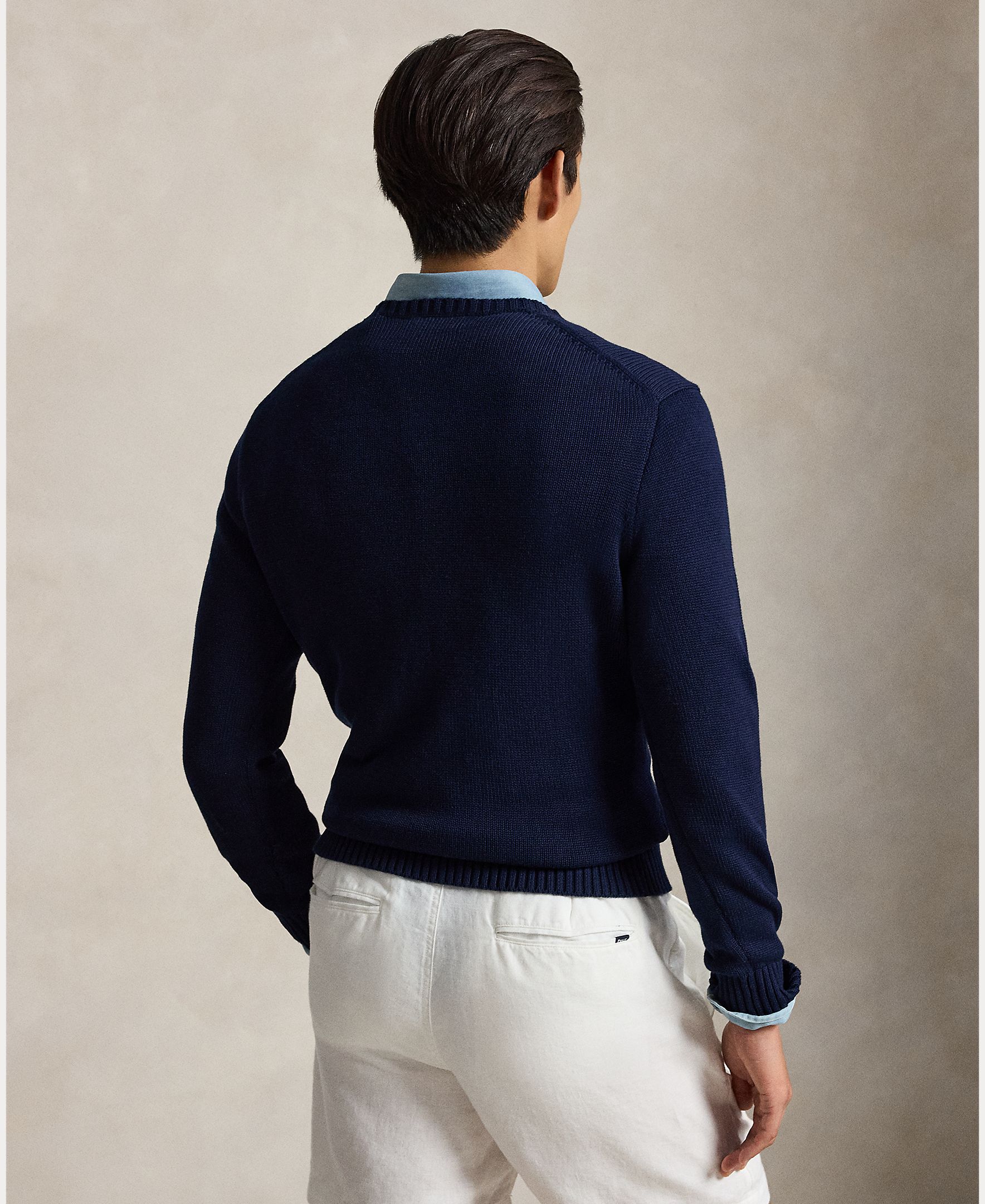 Jersey de hombre de algodón con cuello redondo - Polo Ralph Lauren - Azul marino Azul marino-3