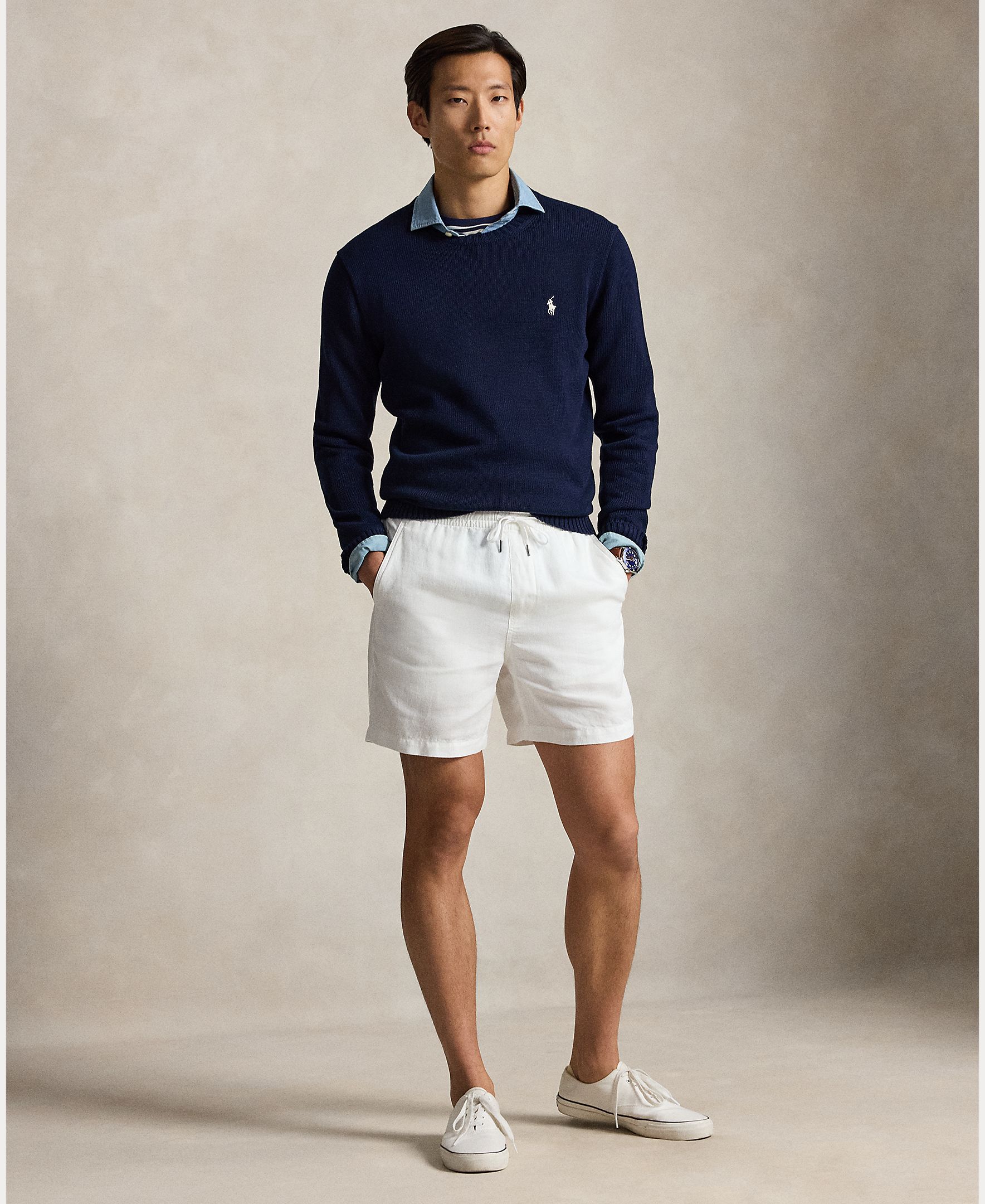 Jersey de hombre de algodón con cuello redondo - Polo Ralph Lauren - Azul marino Azul marino-6