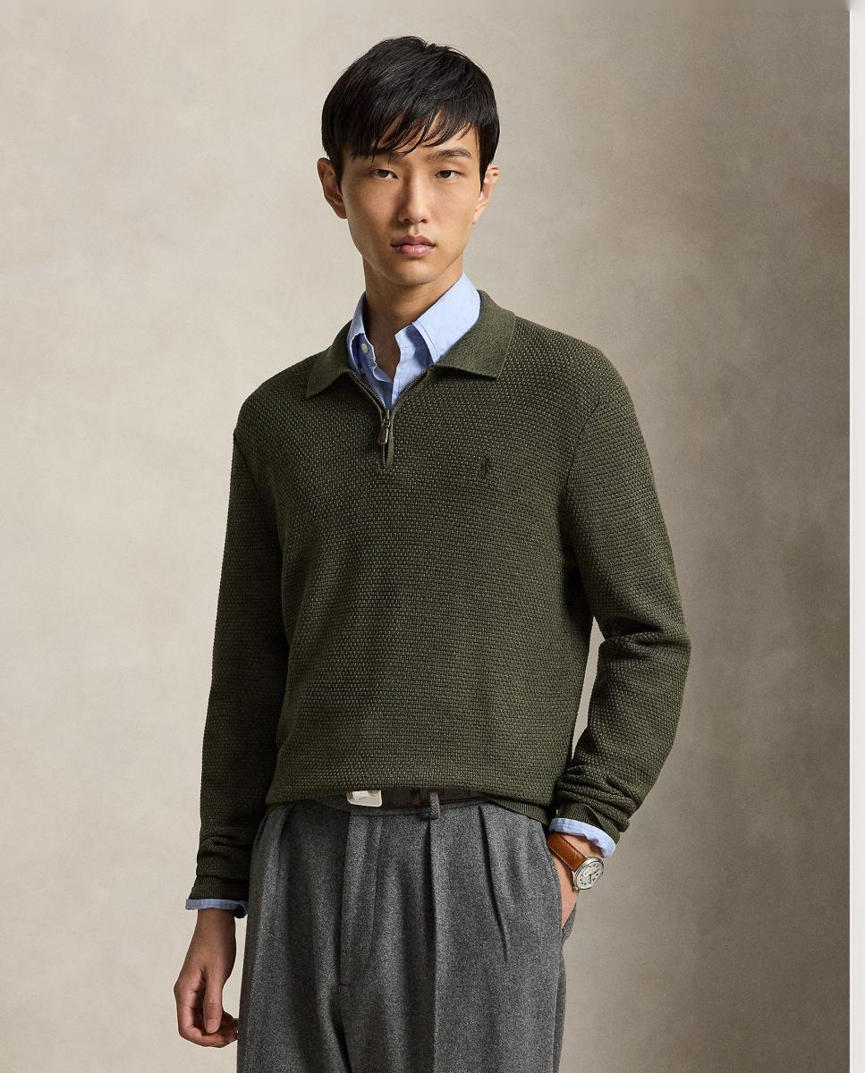 Jersey de hombre de lana con cuello polo - Polo Ralph Lauren - Verde pardo Verde pardo-1