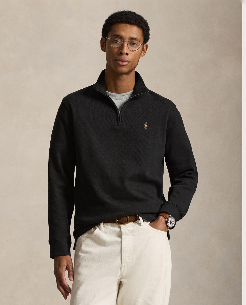 Camiseta de hombre Barclay Jaspeado con cremallera corta - Polo Ralph Lauren - Negro Negro-1