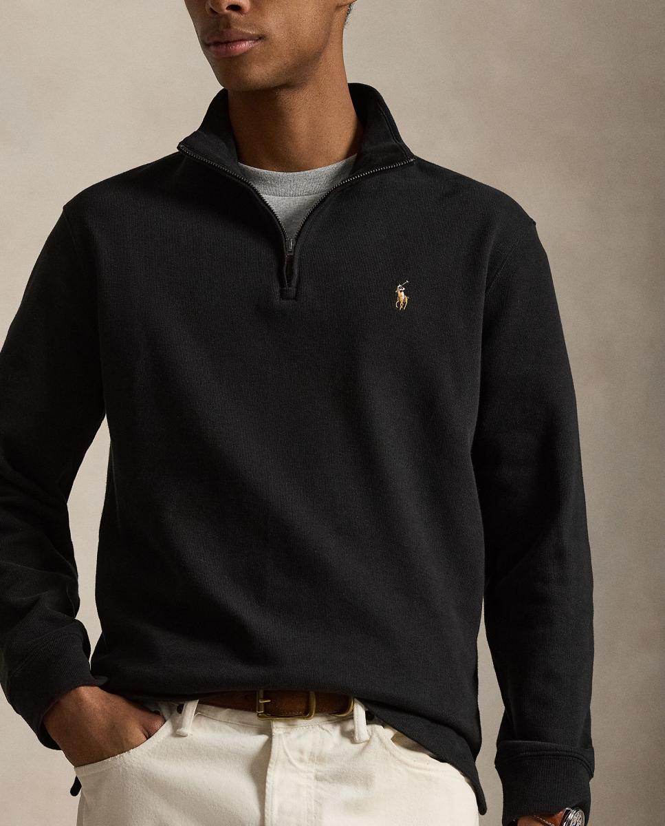 Camiseta de hombre Barclay Jaspeado con cremallera corta - Polo Ralph Lauren - Negro Negro-4