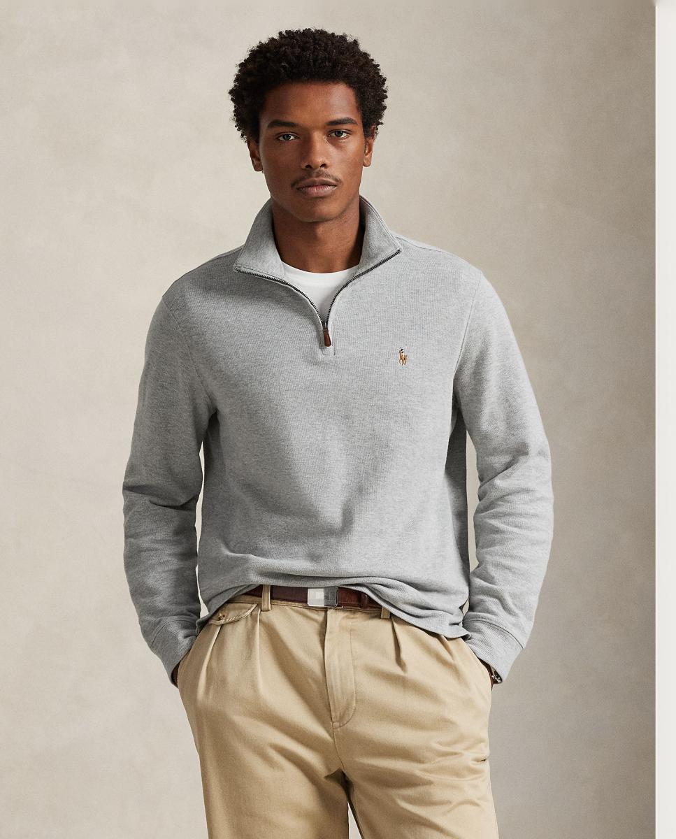 Camiseta de hombre Barclay Jaspeado con cremallera corta - Polo Ralph Lauren - Gris claro Gris claro-1