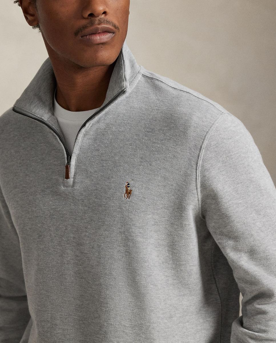 Camiseta de hombre Barclay Jaspeado con cremallera corta - Polo Ralph Lauren - Gris claro Gris claro-4