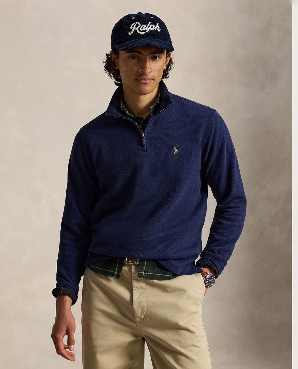 Camiseta de hombre Barclay Jaspeado con cremallera corta - Polo Ralph Lauren - Azul marino Azul marino-1