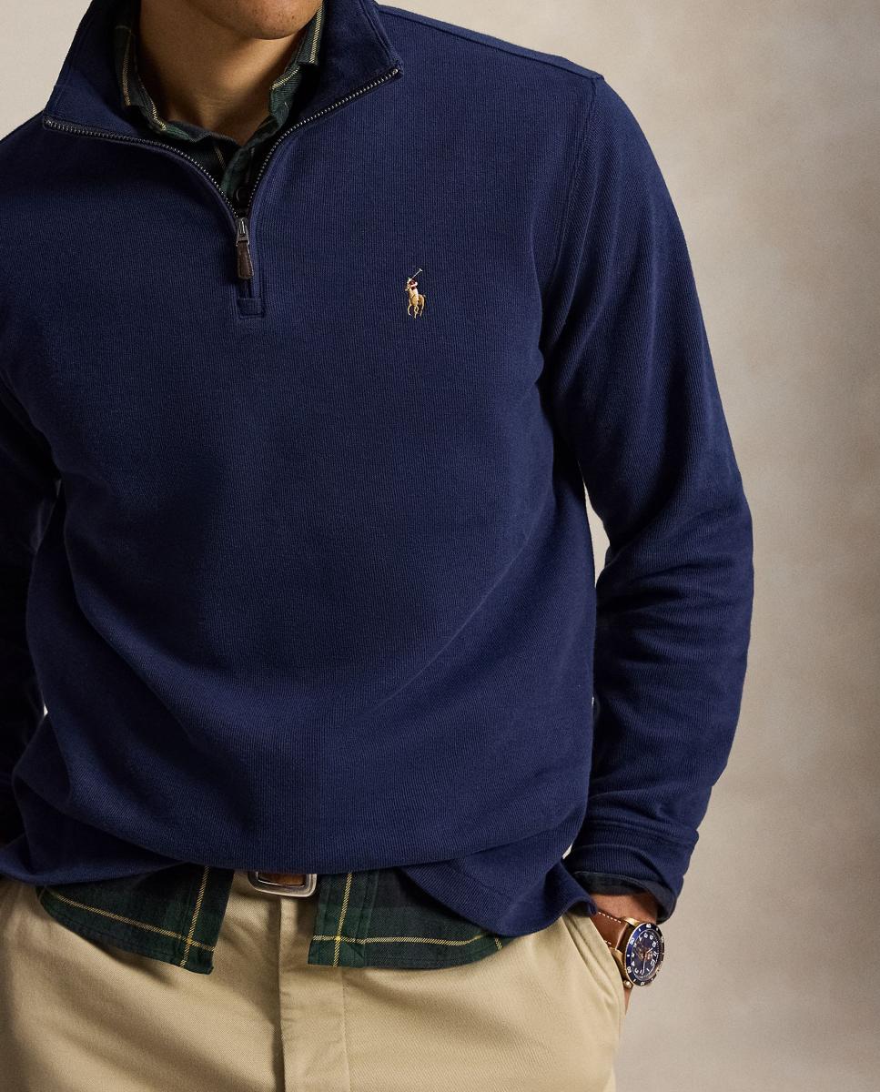 Camiseta de hombre Barclay Jaspeado con cremallera corta - Polo Ralph Lauren - Azul marino Azul marino-4