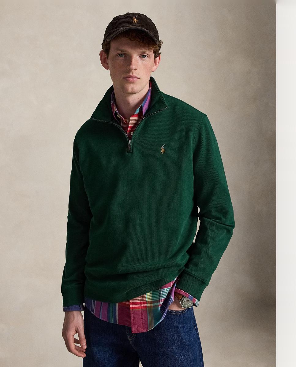 Camiseta de hombre Barclay Jaspeado con cremallera corta - Polo Ralph Lauren - Verde morado Verde morado-1