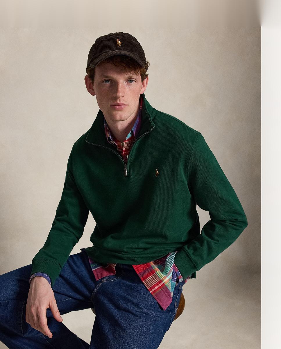 Camiseta de hombre Barclay Jaspeado con cremallera corta - Polo Ralph Lauren - Verde morado Verde morado-5