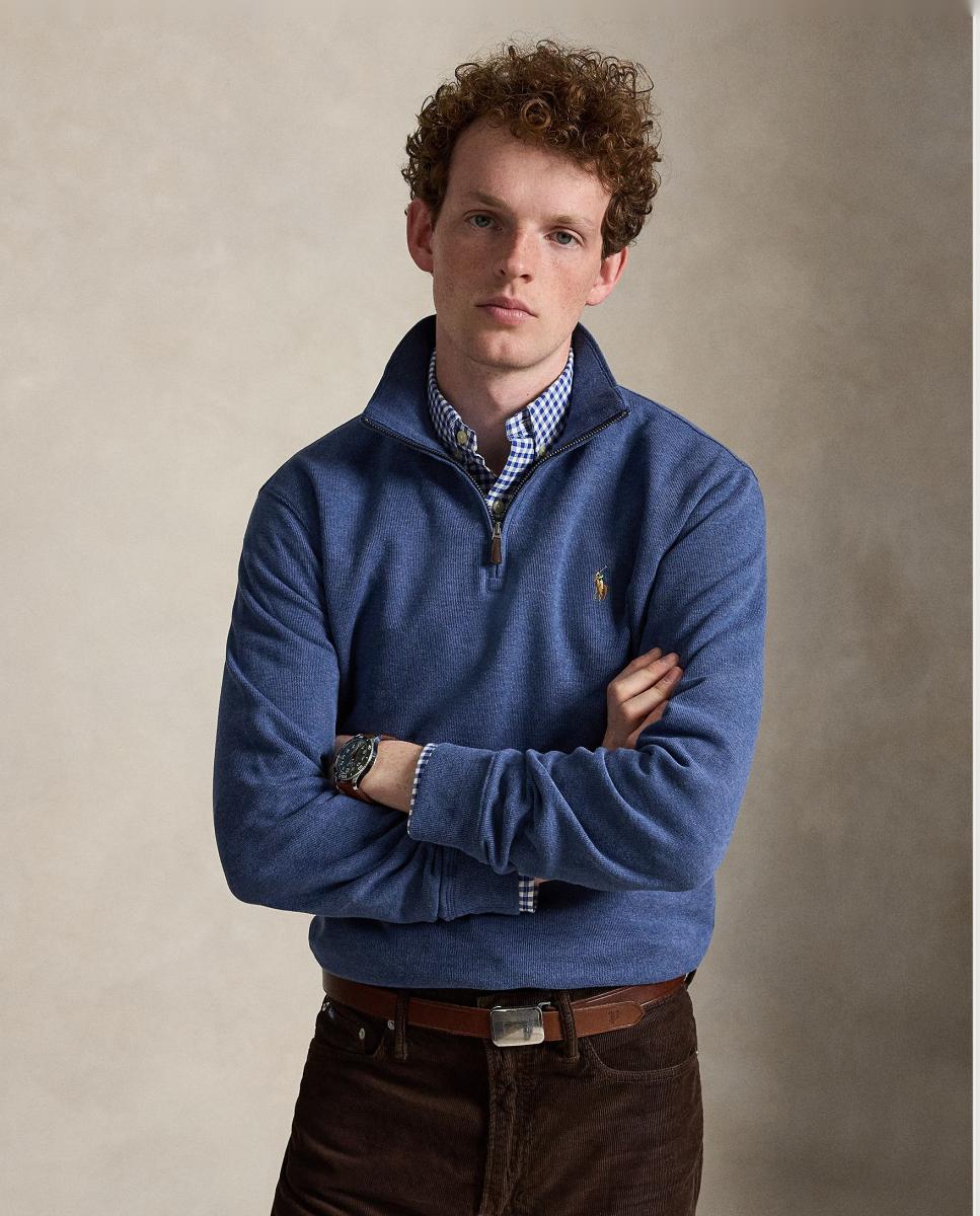 Camiseta de hombre Barclay Jaspeado con cremallera corta - Polo Ralph Lauren - Azul oscuro Azul oscuro-1