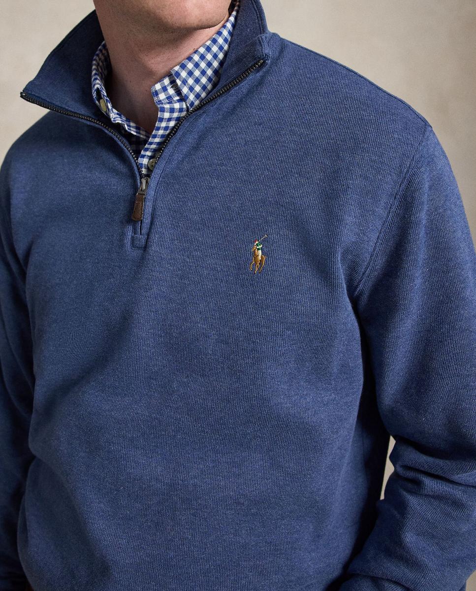 Camiseta de hombre Barclay Jaspeado con cremallera corta - Polo Ralph Lauren - Azul oscuro Azul oscuro-4