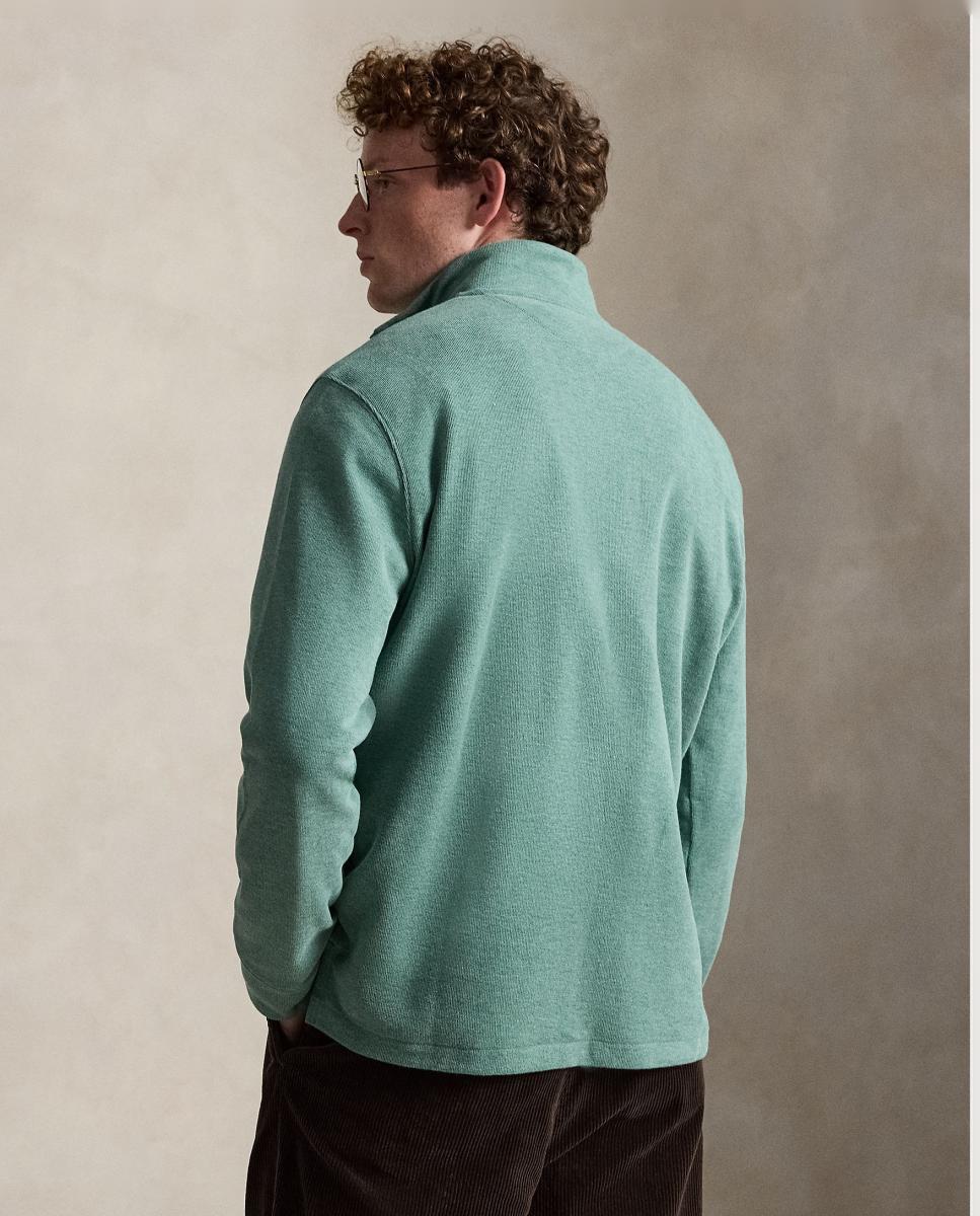 Camiseta de hombre Barclay Jaspeado con cremallera corta - Polo Ralph Lauren - Musgo Musgo-3