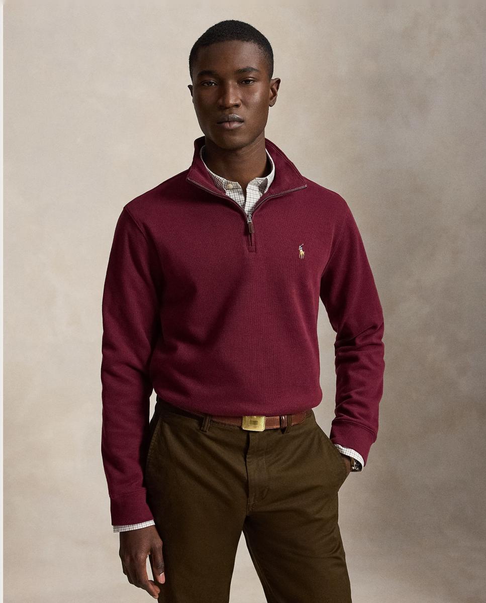 Camiseta de hombre Barclay Jaspeado con cremallera corta - Polo Ralph Lauren - Granate Granate-1