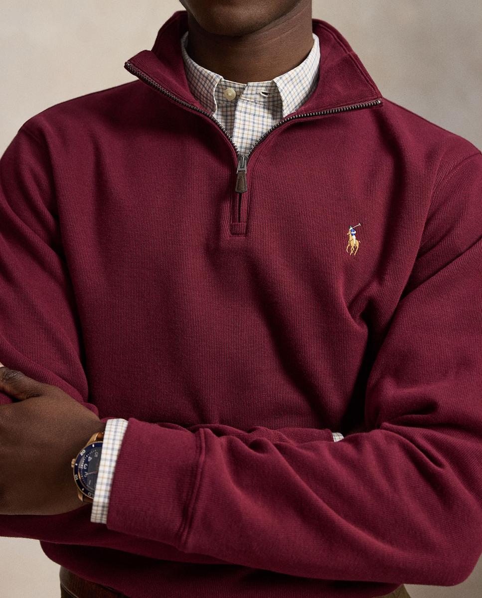 Camiseta de hombre Barclay Jaspeado con cremallera corta - Polo Ralph Lauren - Granate Granate-4
