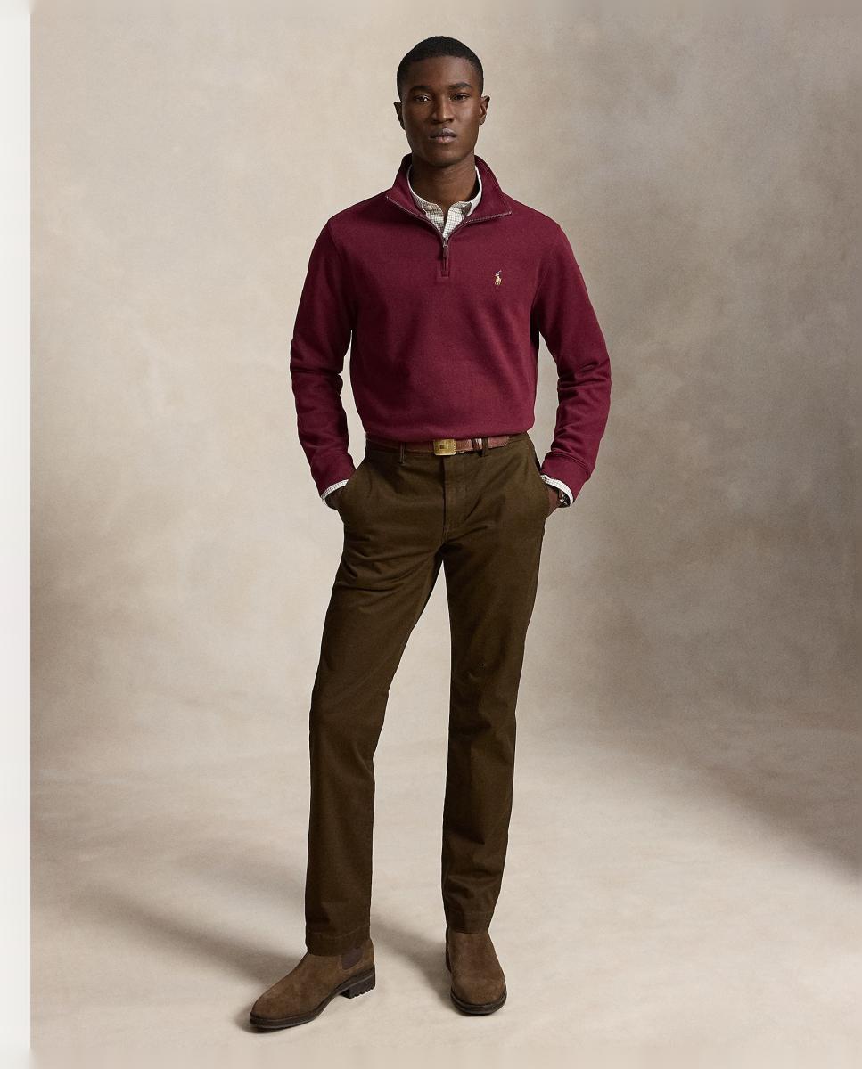 Camiseta de hombre Barclay Jaspeado con cremallera corta - Polo Ralph Lauren - Granate Granate-7