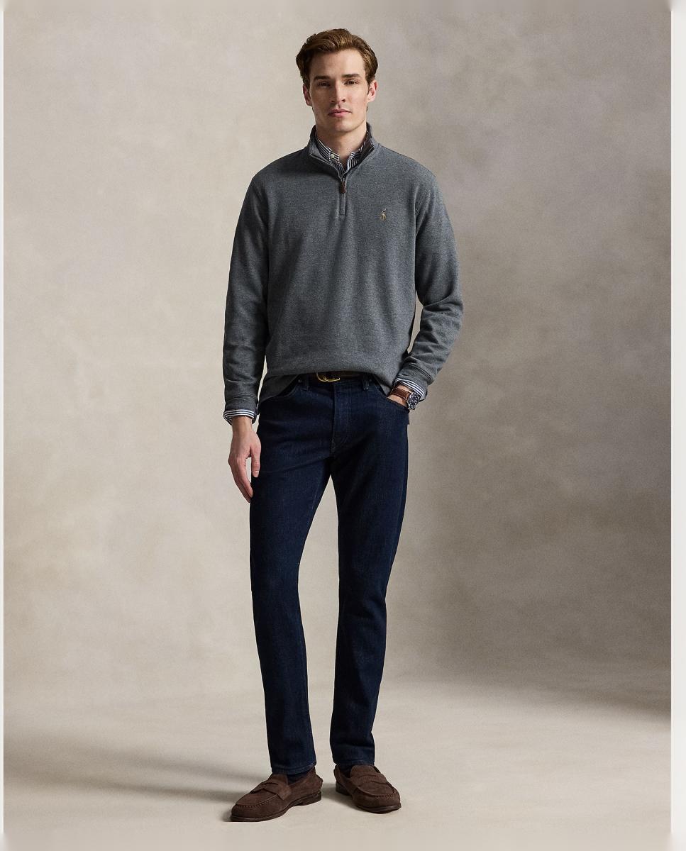 Camiseta de hombre Barclay Jaspeado con cremallera corta - Polo Ralph Lauren - Gris ceniza Gris ceniza-7