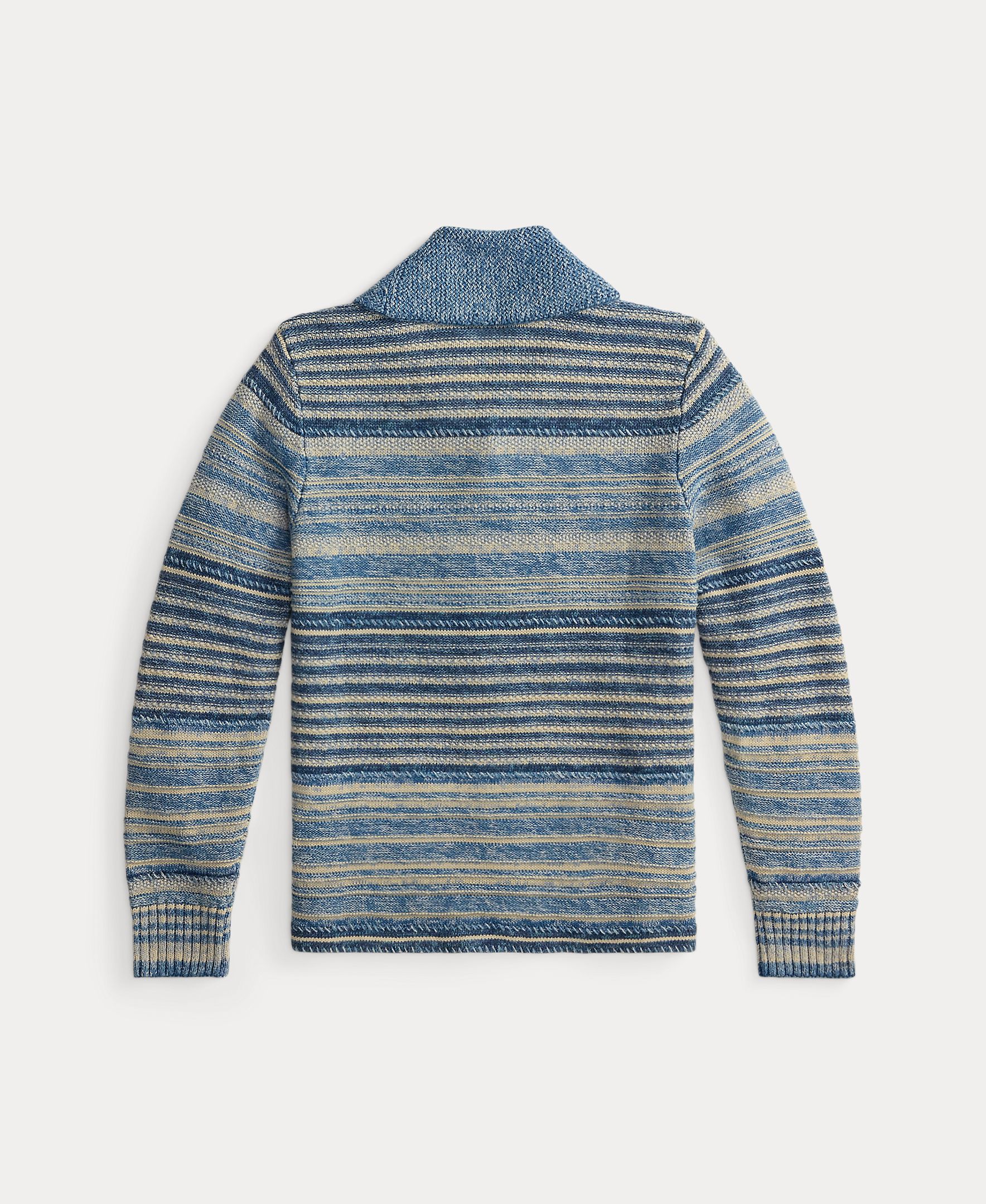 Cardigan com Gola Tipo Xaile e Bolsos Double RL Azul-claro-2