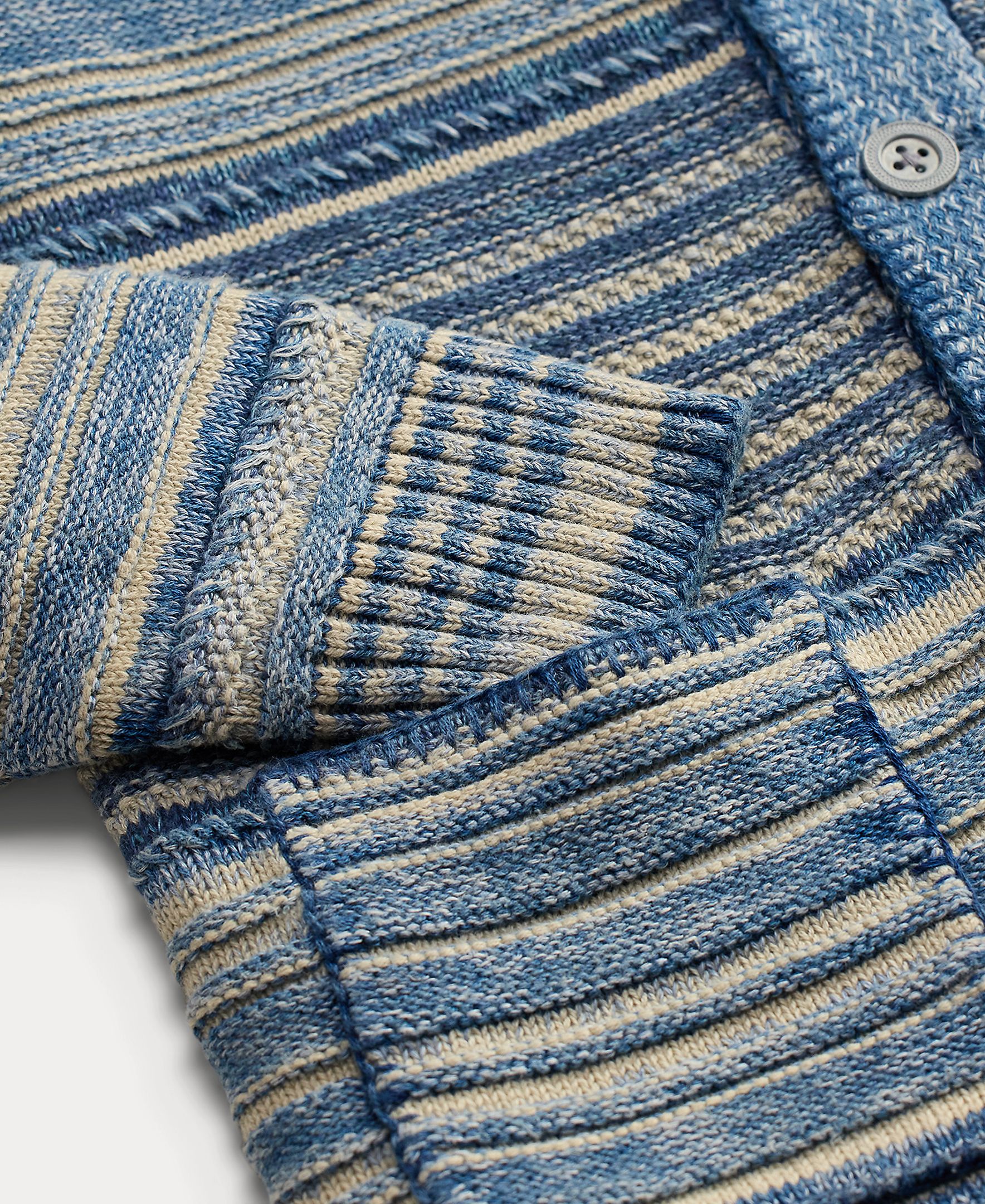 Cardigan com Gola Tipo Xaile e Bolsos Double RL Azul-claro-4