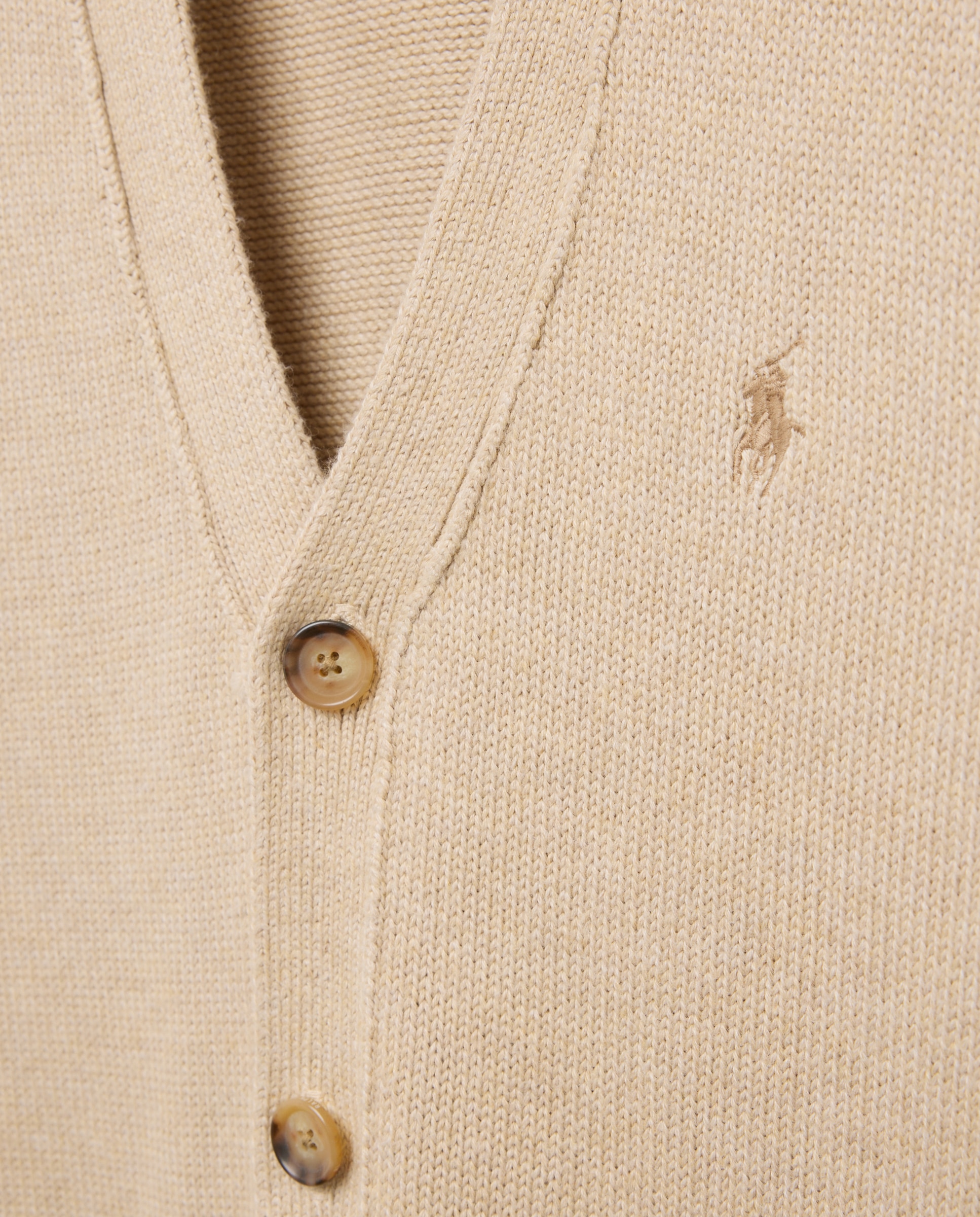 Cardigan de Algodão com Gola em Bico Bege-5