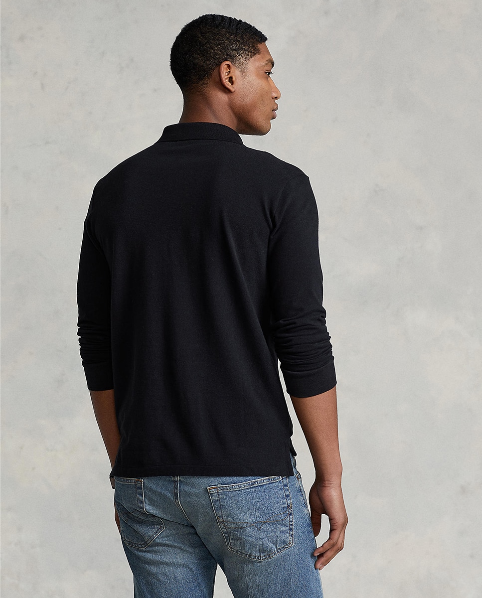 Polo Regular Fit de Algodão Preto-2