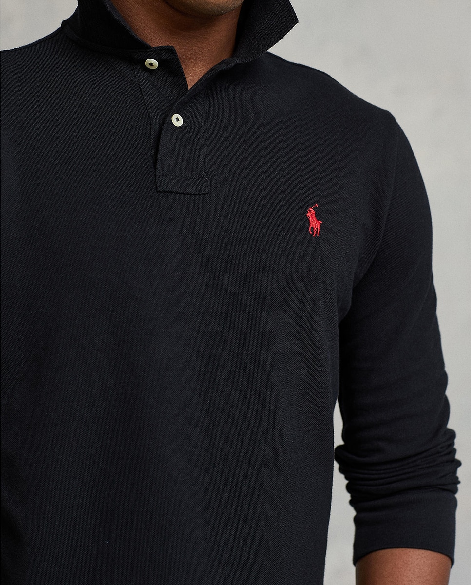 Polo Regular Fit de Algodão Preto-3