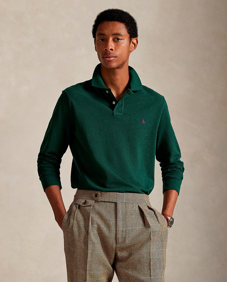 Polo Piqué Custom Slim Fit Verde Pinheiro-1