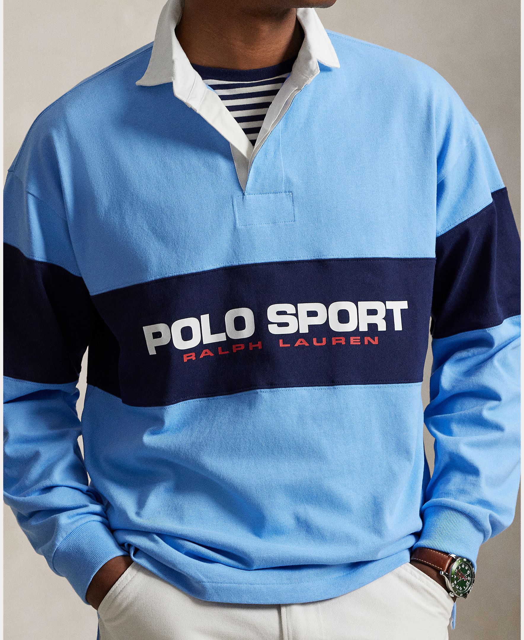 T-shirt de Rugby de Algodão Polo Sport Azul-3